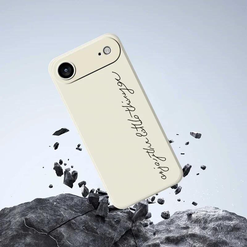 For iPhone Air Case WordArt Pattern Printing Straight Edge TPU Phone Back Cover - Beige