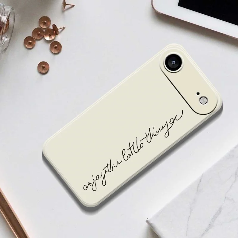 For iPhone Air Case WordArt Pattern Printing Straight Edge TPU Phone Back Cover - Beige