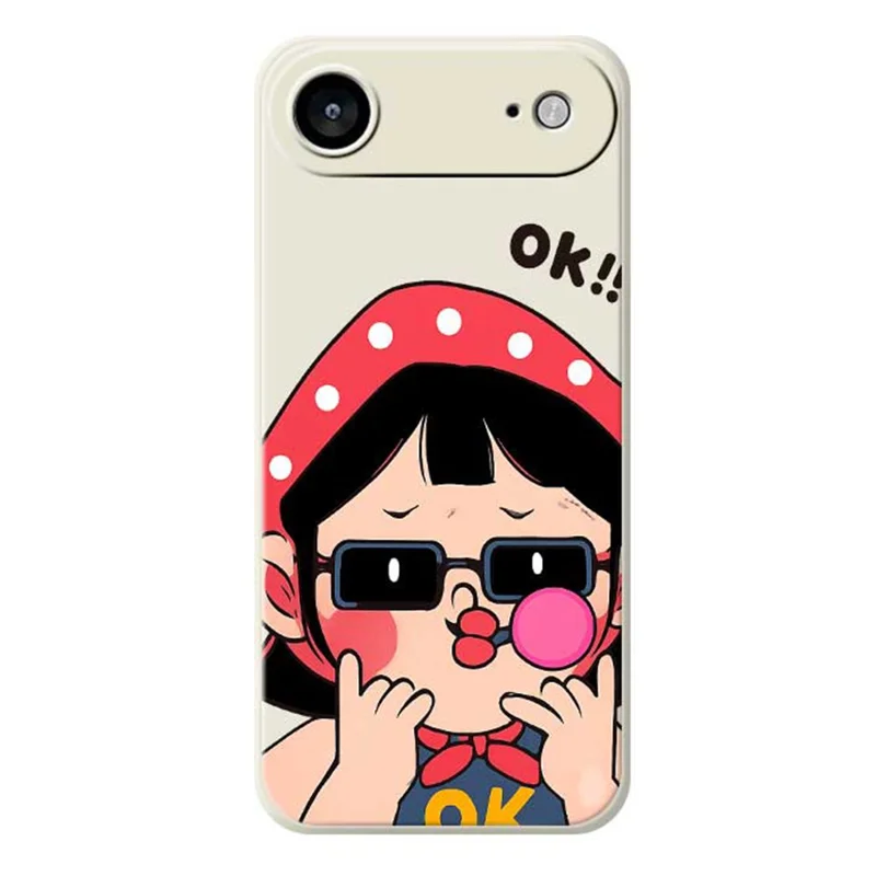 For iPhone Air Case Cute Kid Pattern Printing Straight Edge TPU Phone Back Cover - Beige