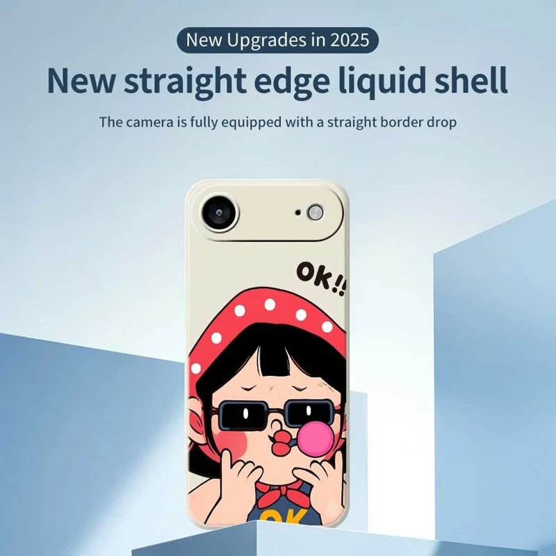 For iPhone Air Case Cute Kid Pattern Printing Straight Edge TPU Phone Back Cover - Beige
