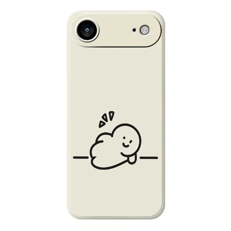 For iPhone 17 Air Case Stick Figure Pattern Printing Straight Edge TPU Phone Back Cover - Beige