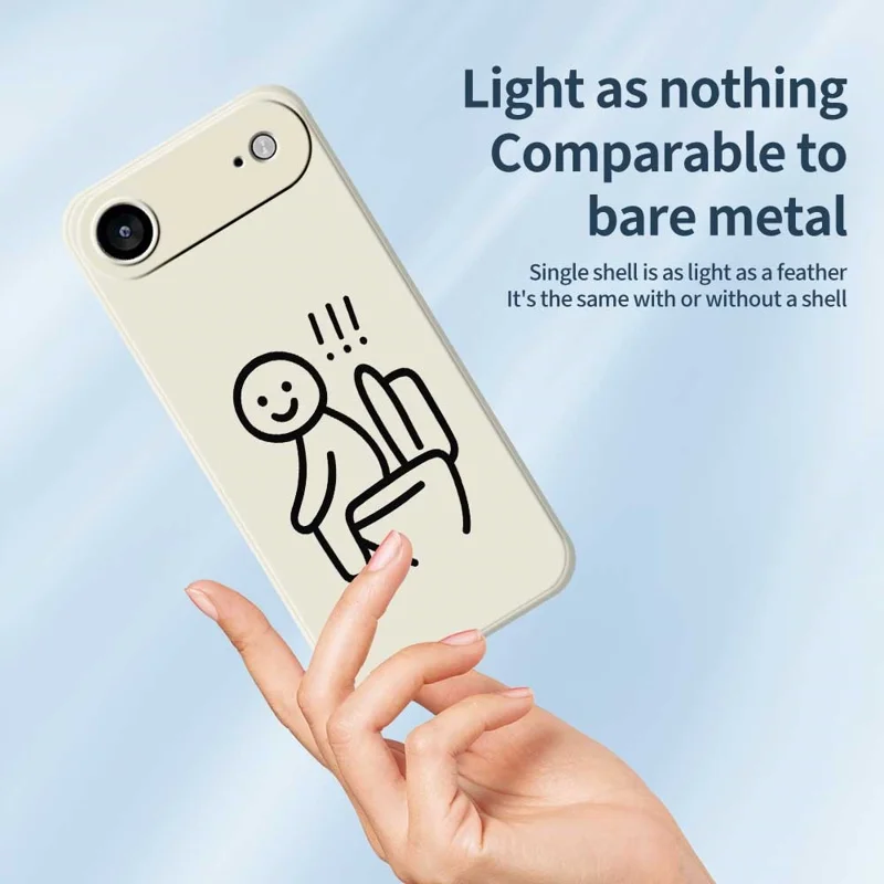 Cover posteriore per iPhone 17 Air con Custodia Stilizzata con Motivo Stickman WC - Bordo Dritto TPU - Beige
