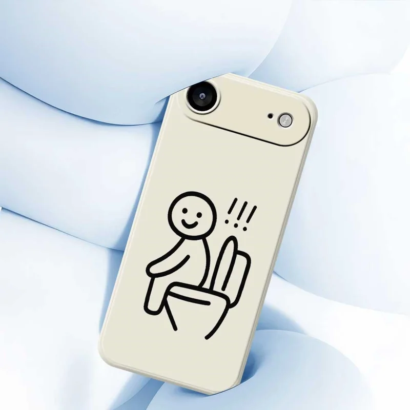 Cover posteriore per iPhone 17 Air con Custodia Stilizzata con Motivo Stickman WC - Bordo Dritto TPU - Beige