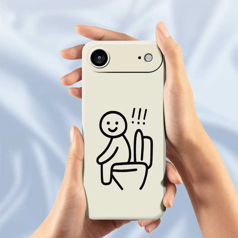 Cover posteriore per iPhone 17 Air con Custodia Stilizzata con Motivo Stickman WC - Bordo Dritto TPU - Beige