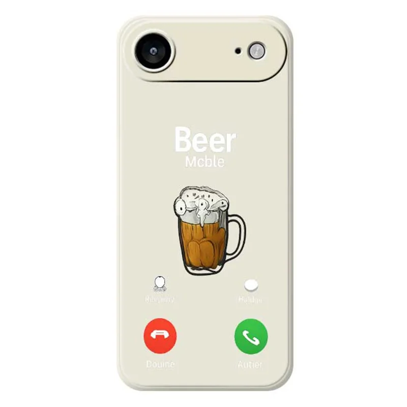 For iPhone Air Case Beer Pattern Printing Straight Edge TPU Phone Back Cover - Beige