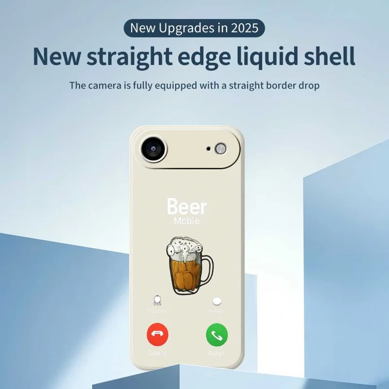 For iPhone Air Case Beer Pattern Printing Straight Edge TPU Phone Back Cover - Beige