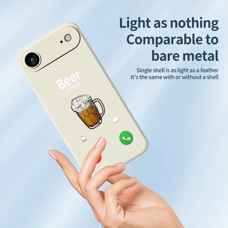 For iPhone Air Case Beer Pattern Printing Straight Edge TPU Phone Back Cover - Beige