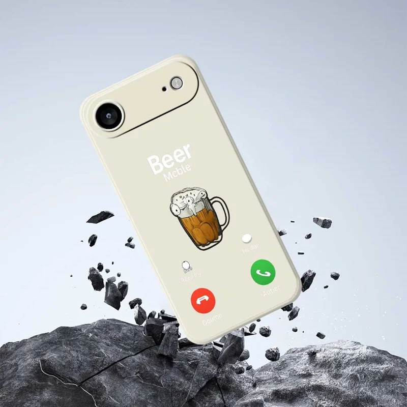 For iPhone Air Case Beer Pattern Printing Straight Edge TPU Phone Back Cover - Beige