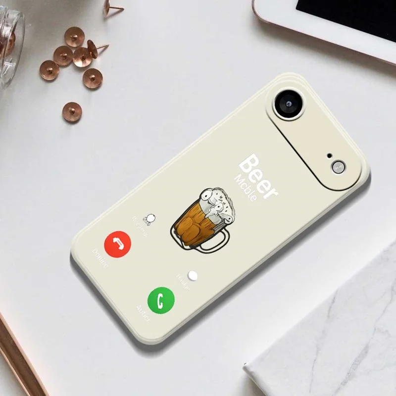 For iPhone Air Case Beer Pattern Printing Straight Edge TPU Phone Back Cover - Beige