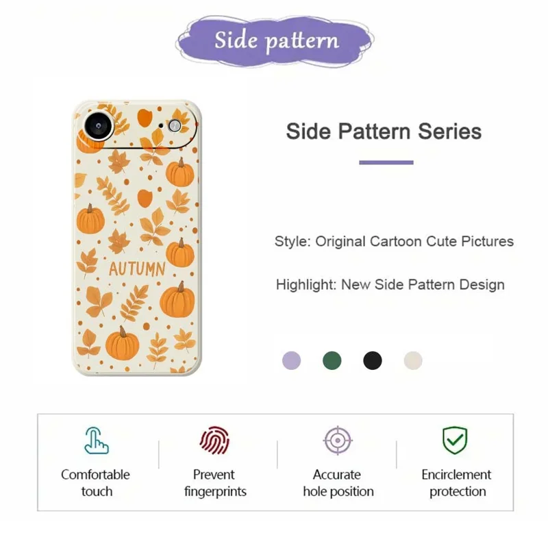 For iPhone 17 Air Case Autumn Theme Pattern Printing Straight Edge TPU Phone Back Cover - Beige