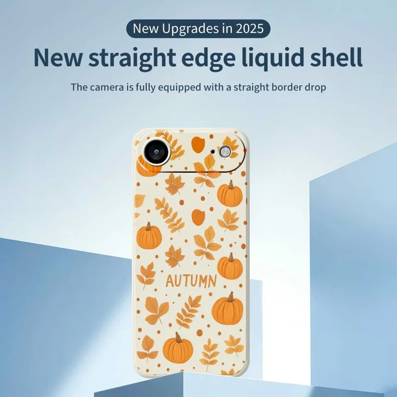 For iPhone 17 Air Case Autumn Theme Pattern Printing Straight Edge TPU Phone Back Cover - Beige
