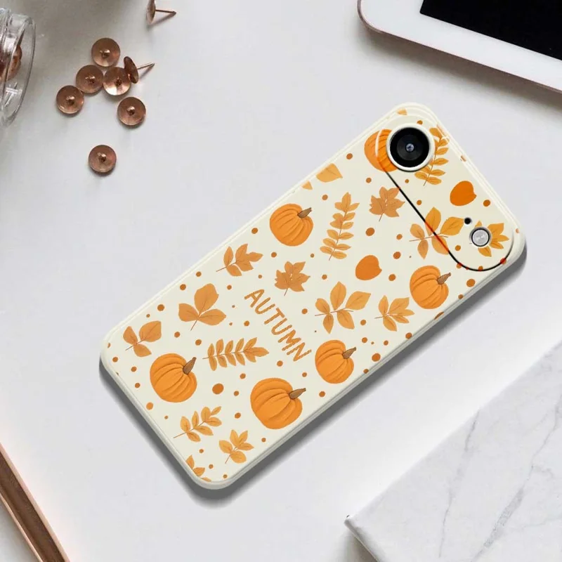 For iPhone 17 Air Case Autumn Theme Pattern Printing Straight Edge TPU Phone Back Cover - Beige