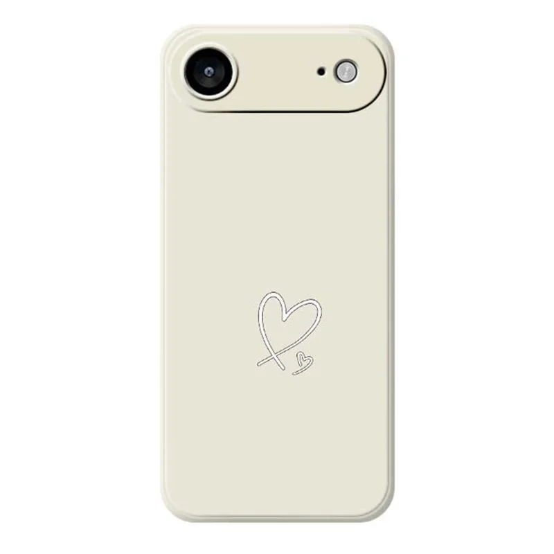 For iPhone 17 Air Case White Love Pattern Printing Straight Edge TPU Phone Back Cover - Beige
