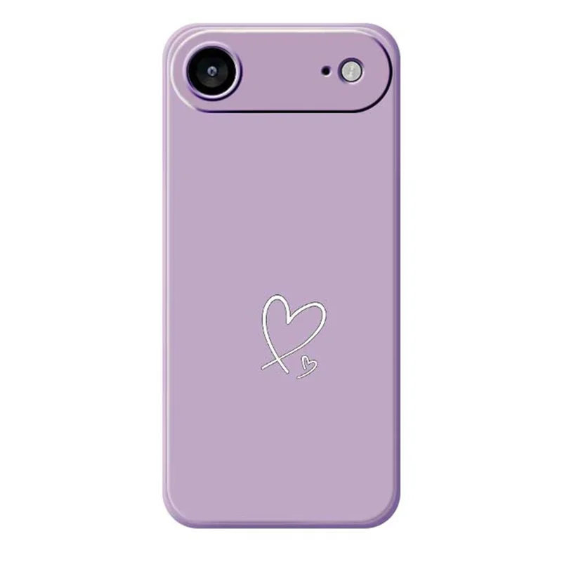 For iPhone Air Case White Love Pattern Printing Straight Edge TPU Phone Back Cover - Purple
