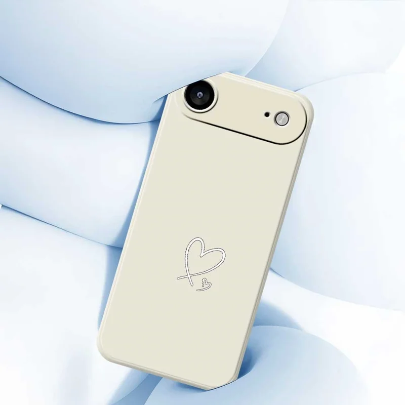 For iPhone Air Case White Love Pattern Printing Straight Edge TPU Phone Back Cover - Purple