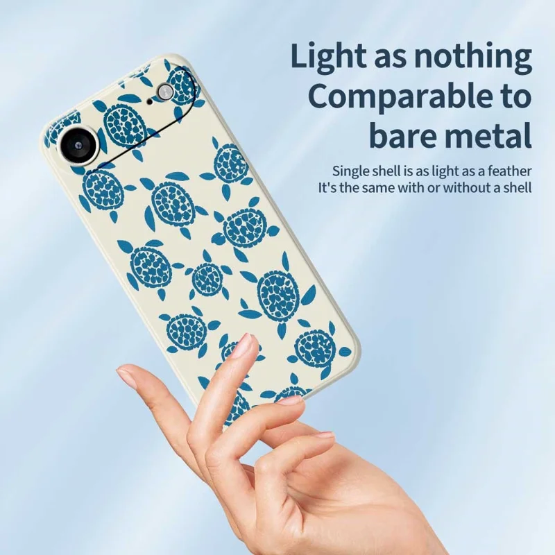 For iPhone Air Case Blue Turtle Pattern Printing Straight Edge TPU Phone Back Cover - Beige