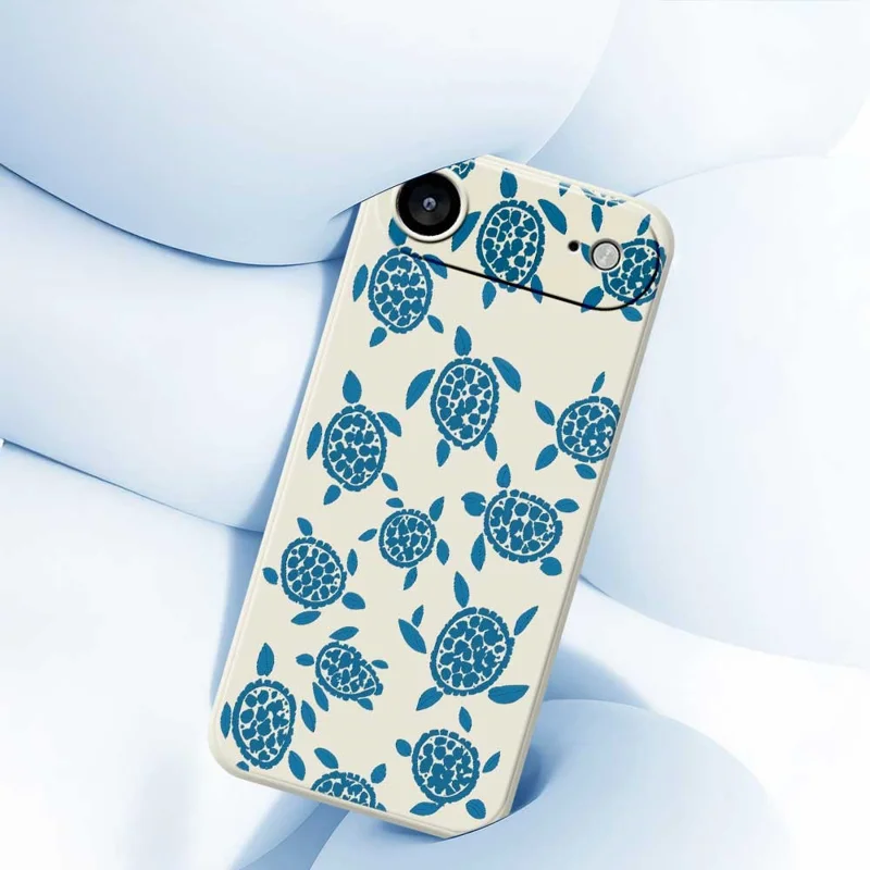 For iPhone Air Case Blue Turtle Pattern Printing Straight Edge TPU Phone Back Cover - Beige