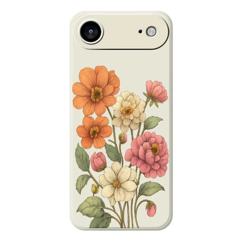 For iPhone Air Case Beautiful Flowers Pattern Printing Straight Edge TPU Phone Back Cover - Beige
