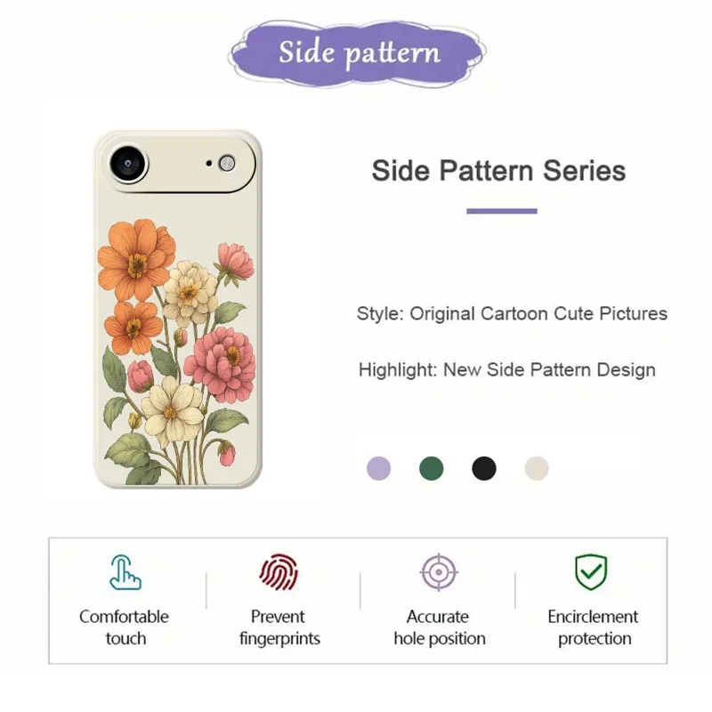 For iPhone Air Case Beautiful Flowers Pattern Printing Straight Edge TPU Phone Back Cover - Beige