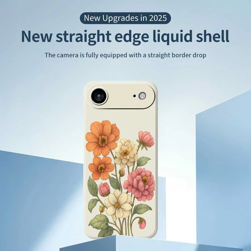 For iPhone Air Case Beautiful Flowers Pattern Printing Straight Edge TPU Phone Back Cover - Beige