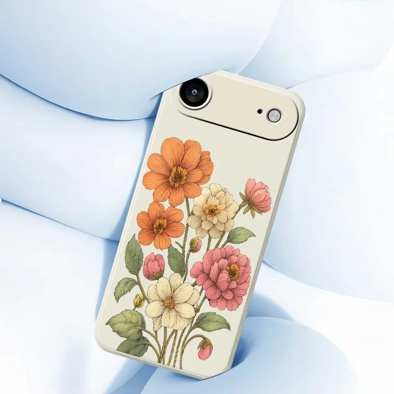 For iPhone Air Case Beautiful Flowers Pattern Printing Straight Edge TPU Phone Back Cover - Beige
