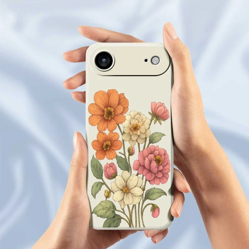 For iPhone Air Case Beautiful Flowers Pattern Printing Straight Edge TPU Phone Back Cover - Beige