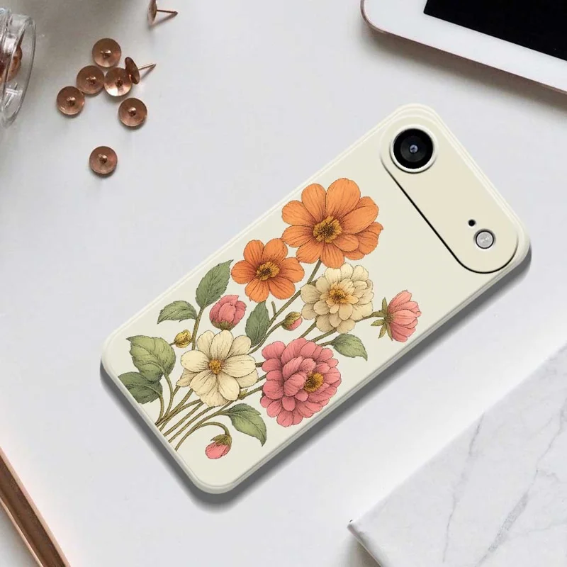 For iPhone Air Case Beautiful Flowers Pattern Printing Straight Edge TPU Phone Back Cover - Beige