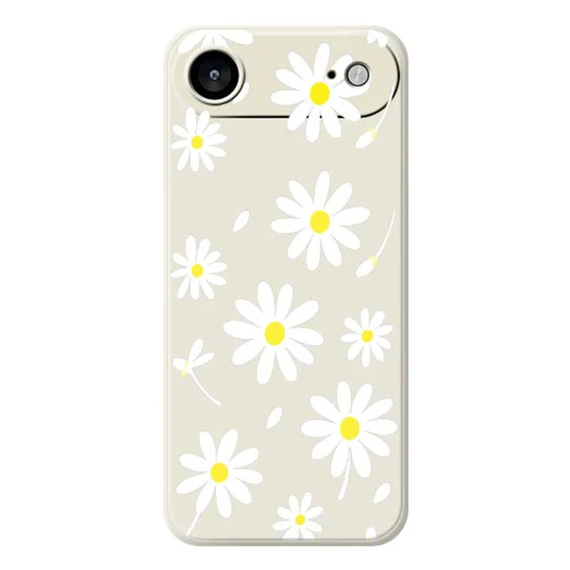 For iPhone Air Case White Daisy Pattern Printing Straight Edge TPU Phone Back Cover - Beige