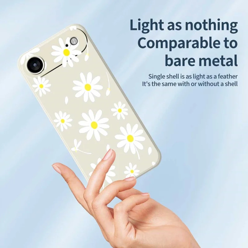 For iPhone Air Case White Daisy Pattern Printing Straight Edge TPU Phone Back Cover - Beige
