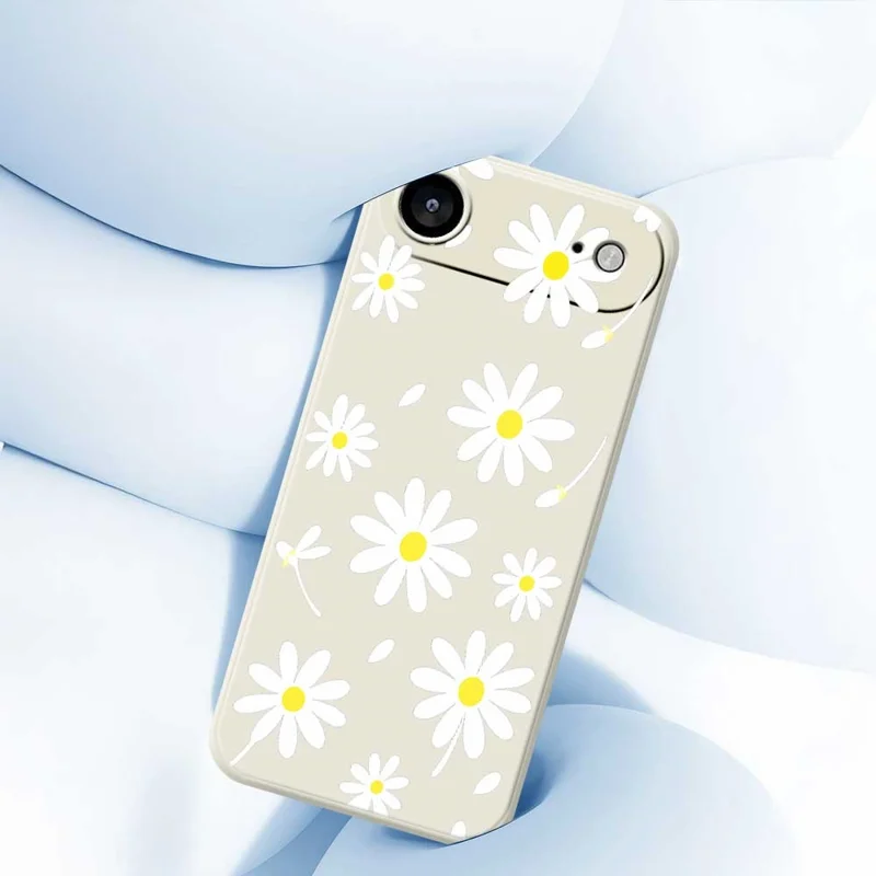 For iPhone Air Case White Daisy Pattern Printing Straight Edge TPU Phone Back Cover - Beige