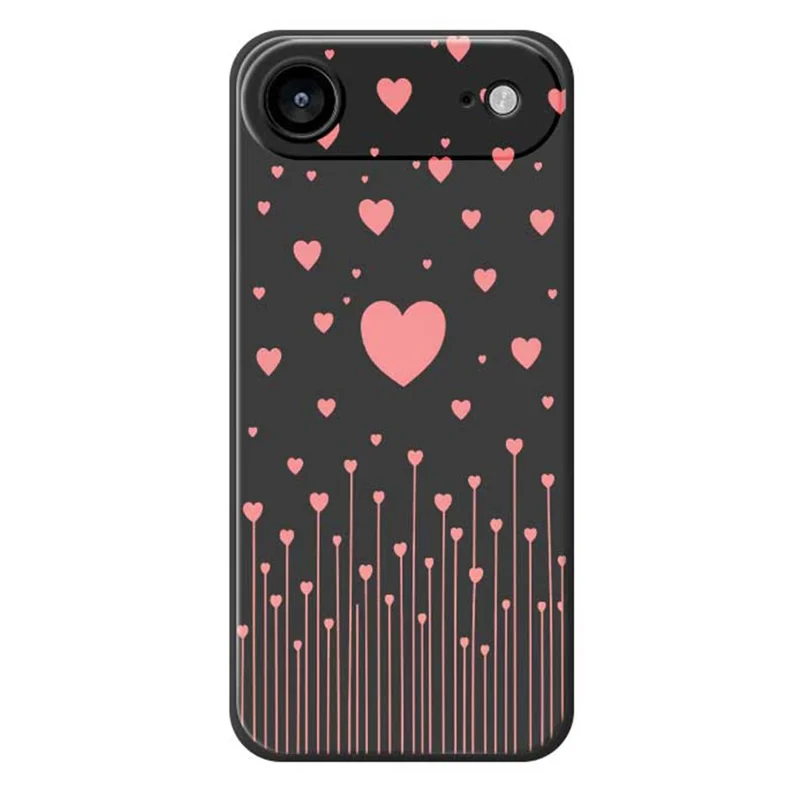 For iPhone Air Case Pink Love Pattern Printing Straight Edge TPU Phone Back Cover - Black