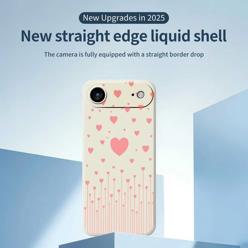 For iPhone Air Case Pink Love Pattern Printing Straight Edge TPU Phone Back Cover - Black