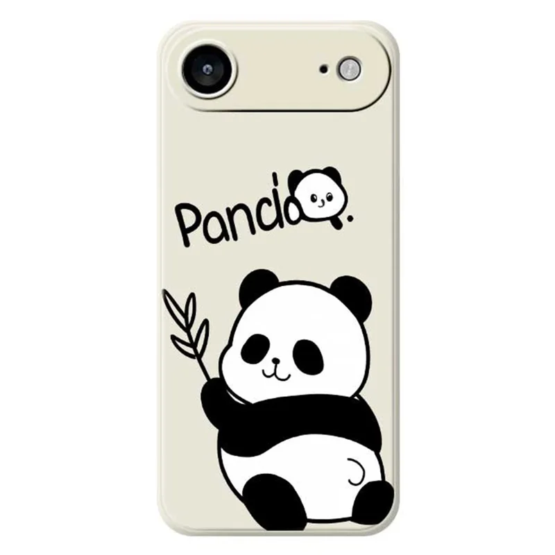 For iPhone 17 Air Case Panda Pattern Printing Straight Edge TPU Phone Back Cover - Beige