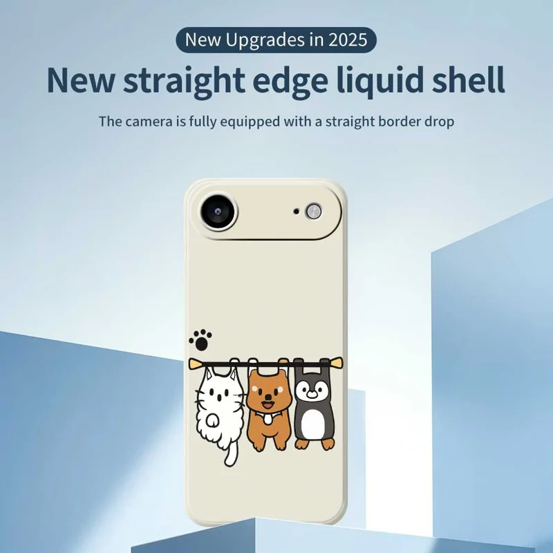 For iPhone 17 Air Case Three Animal Dolls Pattern Printing Straight Edge TPU Phone Back Cover - Beige
