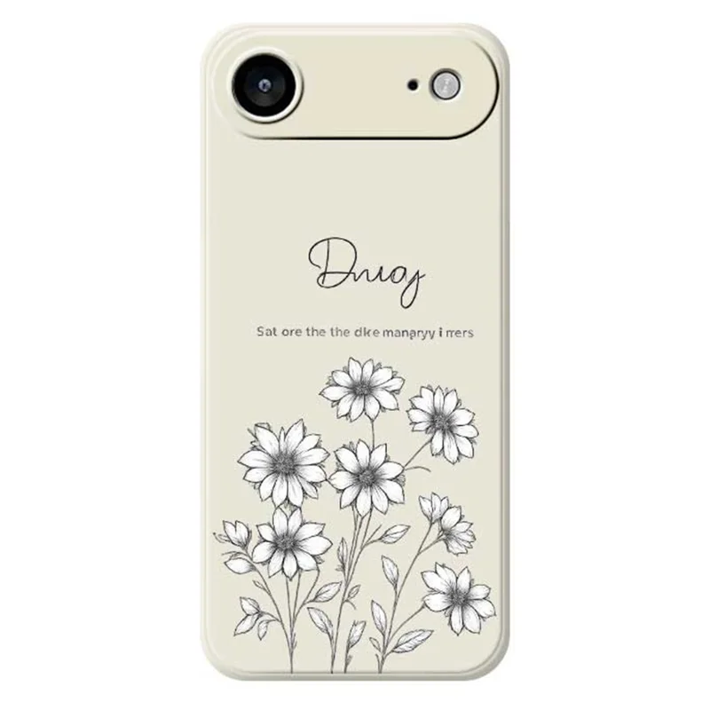 For iPhone Air Case Sketch Flowers Pattern Printing Straight Edge TPU Phone Back Cover - Beige