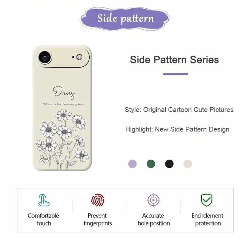 For iPhone Air Case Sketch Flowers Pattern Printing Straight Edge TPU Phone Back Cover - Beige