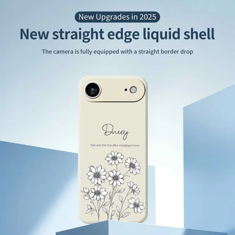 For iPhone Air Case Sketch Flowers Pattern Printing Straight Edge TPU Phone Back Cover - Beige