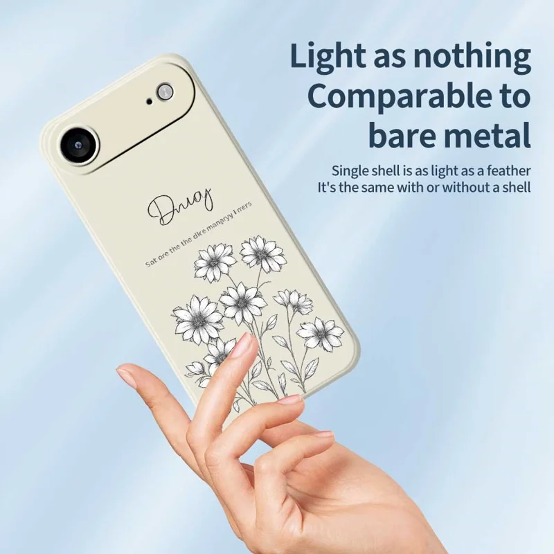 For iPhone Air Case Sketch Flowers Pattern Printing Straight Edge TPU Phone Back Cover - Beige