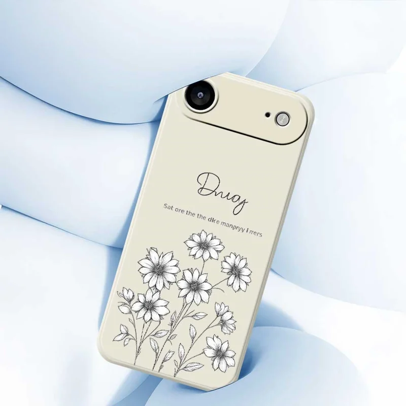 For iPhone Air Case Sketch Flowers Pattern Printing Straight Edge TPU Phone Back Cover - Beige