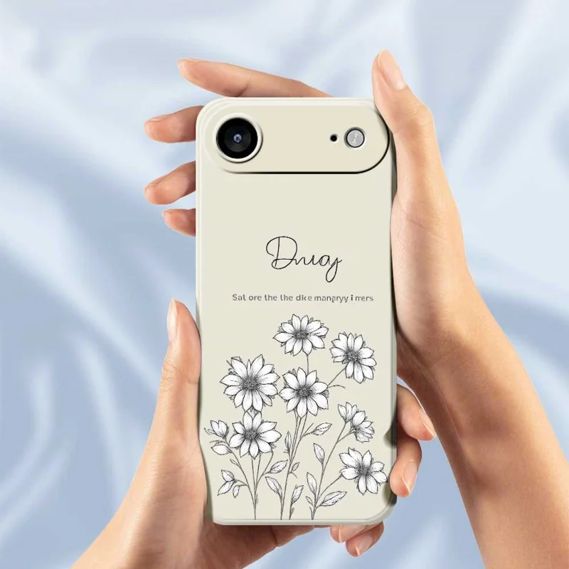 For iPhone Air Case Sketch Flowers Pattern Printing Straight Edge TPU Phone Back Cover - Beige