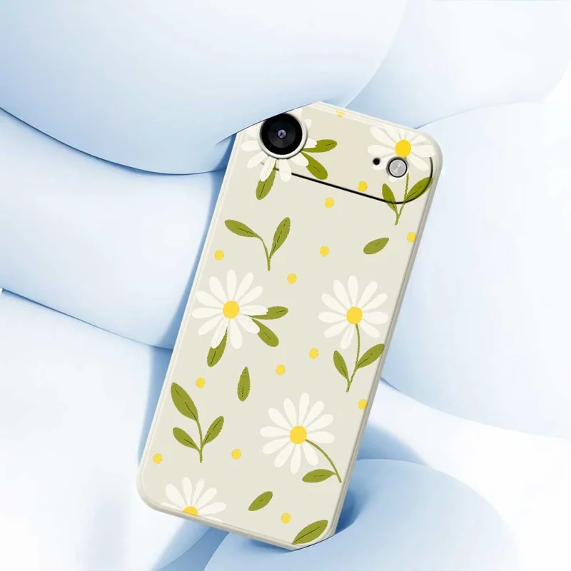 Для iPhone 17 Air Case Белые цветы Зеленые листья Шаблон печати Прямой край ТПУ Задняя крышка телефона - Бежевый
