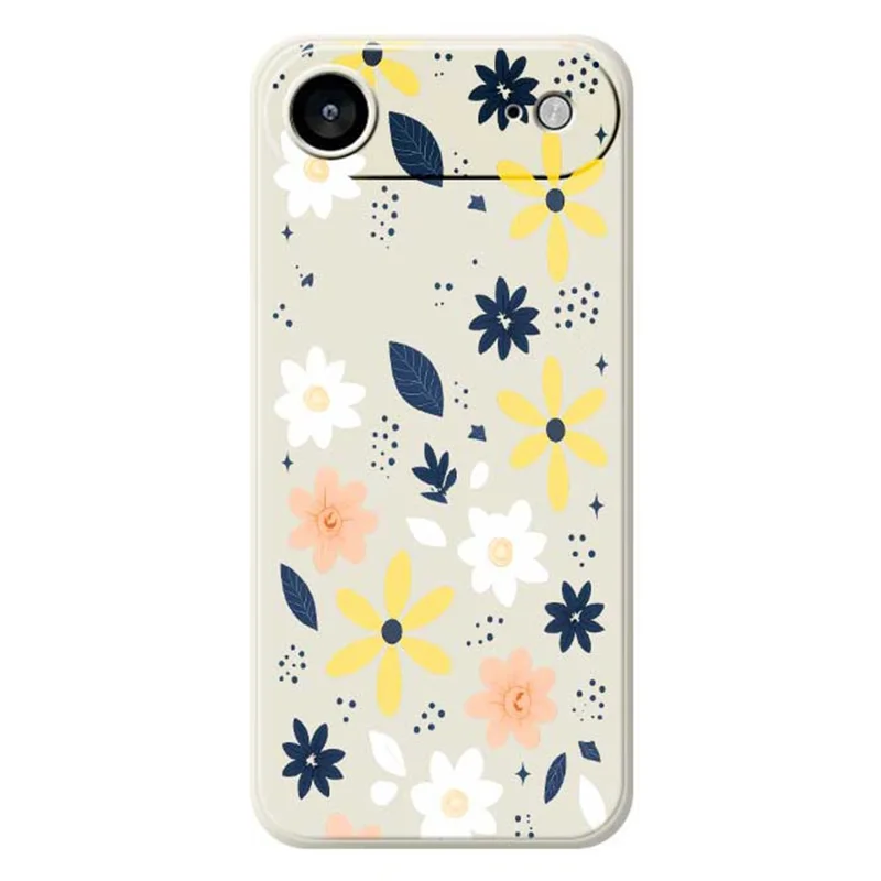 For iPhone Air Case Colorful Floral Blue Leaves Pattern Printing Straight Edge TPU Phone Back Cover - Beige