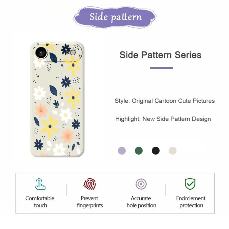 For iPhone Air Case Colorful Floral Blue Leaves Pattern Printing Straight Edge TPU Phone Back Cover - Beige