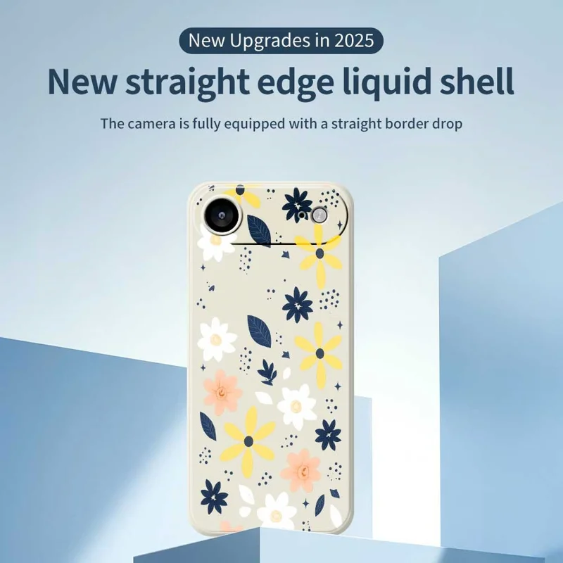 For iPhone Air Case Colorful Floral Blue Leaves Pattern Printing Straight Edge TPU Phone Back Cover - Beige