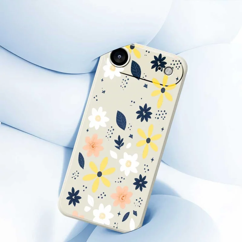 For iPhone Air Case Colorful Floral Blue Leaves Pattern Printing Straight Edge TPU Phone Back Cover - Beige