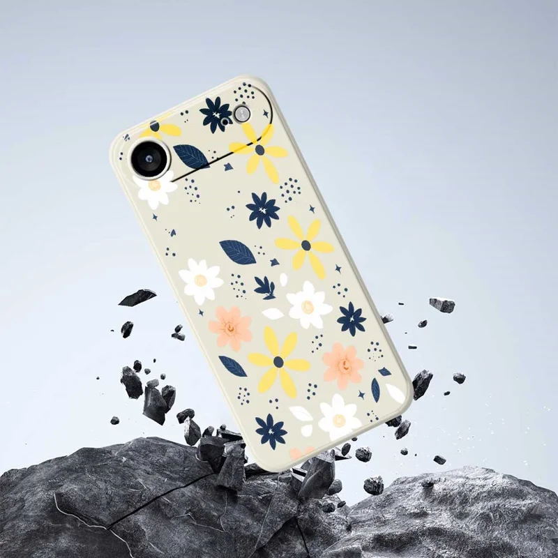 For iPhone Air Case Colorful Floral Blue Leaves Pattern Printing Straight Edge TPU Phone Back Cover - Beige