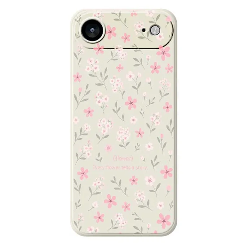TPU-hoesje voor iPhone Air met patroon van kleine bloemen, rechte rand, beige