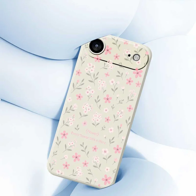 TPU-hoesje voor iPhone Air met patroon van kleine bloemen, rechte rand, beige