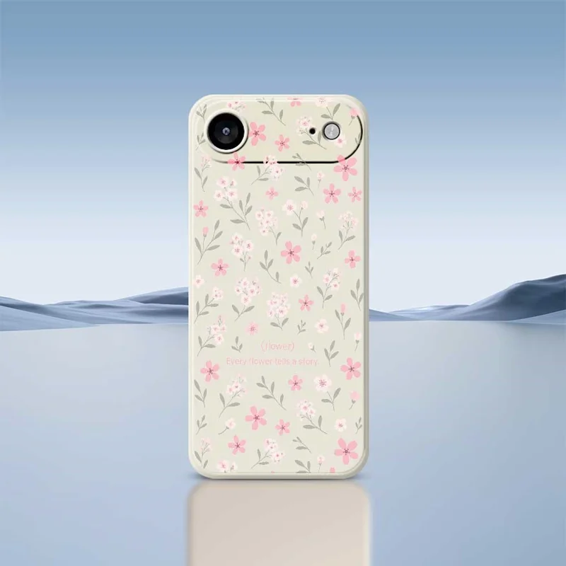 TPU-hoesje voor iPhone Air met patroon van kleine bloemen, rechte rand, beige
