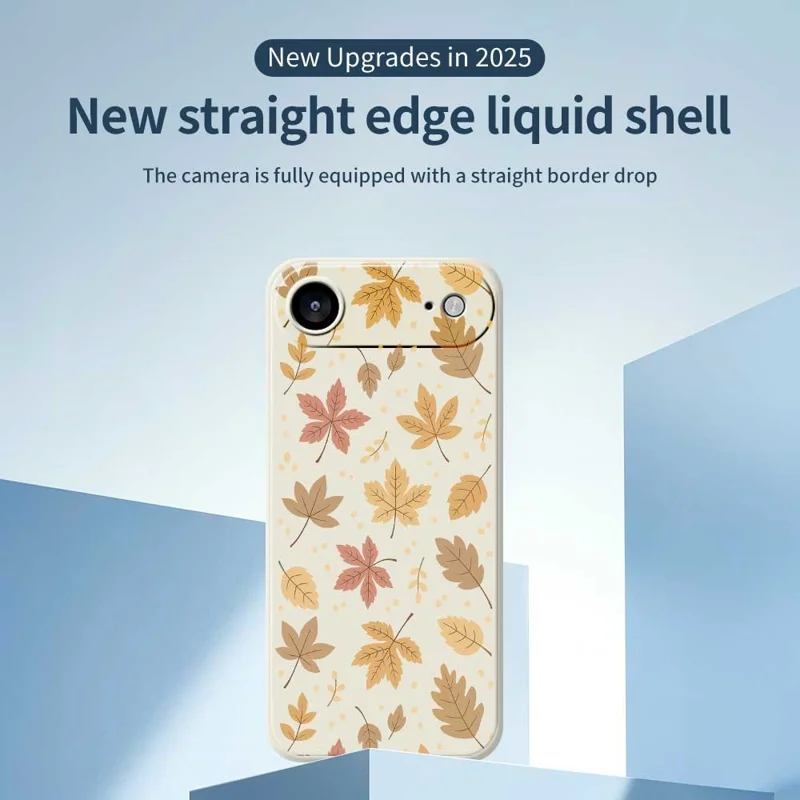 For iPhone Air Case Leaves Pattern Printing Straight Edge TPU Phone Back Cover - Beige